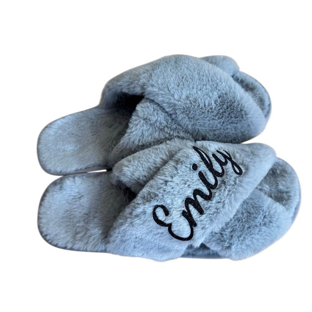 Women's "Emily" Custom Made Slippers in Grey Size 8